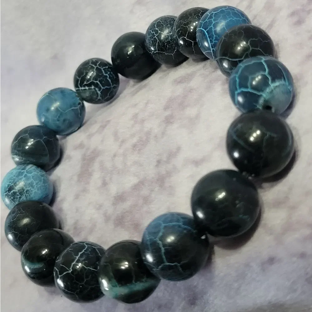 Blue Agate Beaded Bracelet‎